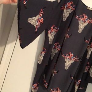 Altar’d State Floral Bull Skull Kimono/cardigan